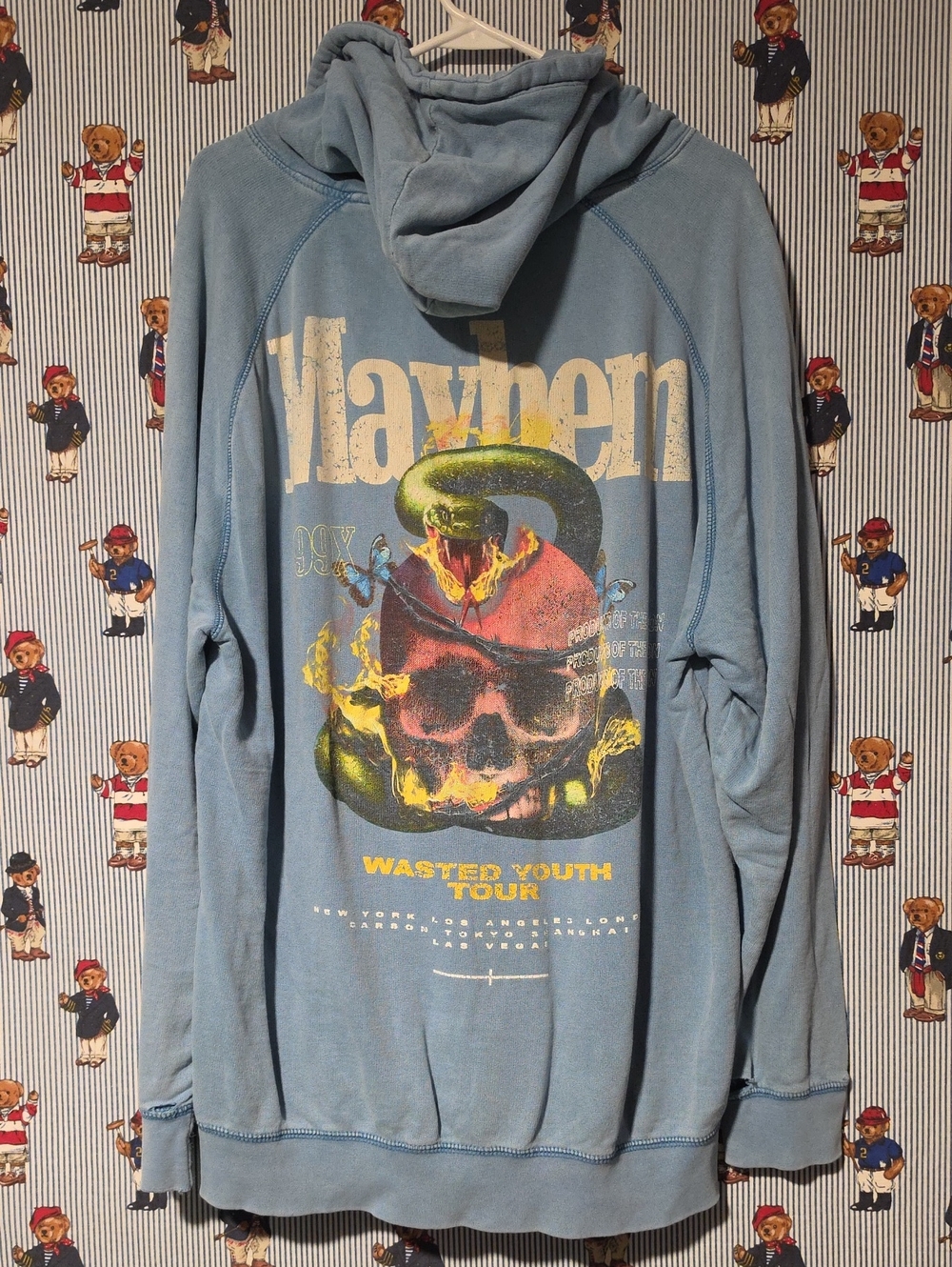 Pacsun Mayhem Wasted Youth Tour Blue Graphic Hoodie Mens XL